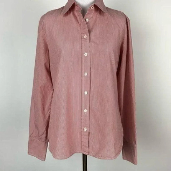 J crew button down top size M pinstripes career - Picture 1 of 9